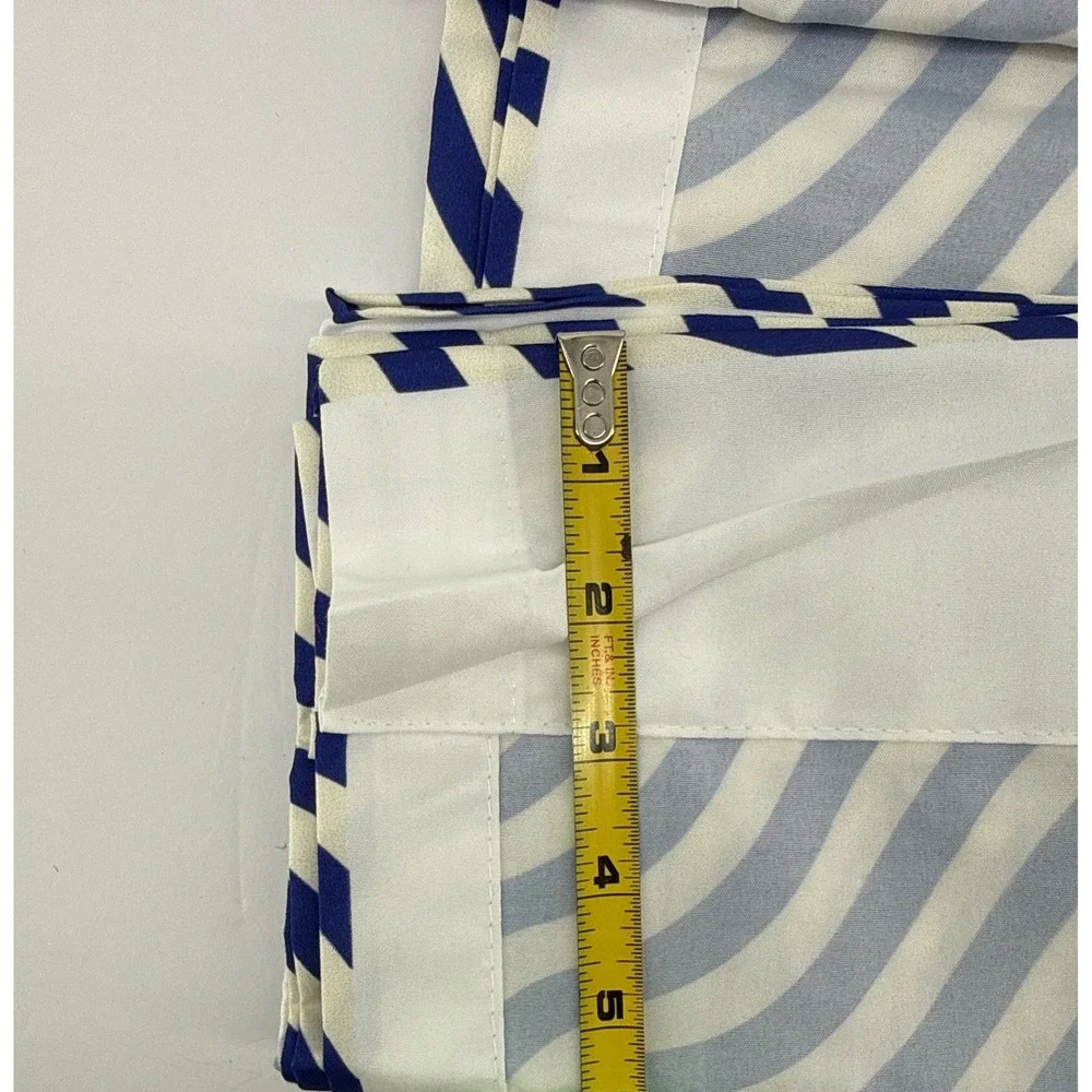 Ambesonne Window Curtains 2-Panel Set Blue White Wavy Stripe 56x63 Rod Pocket
